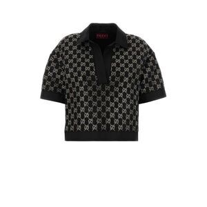 Gucci Women Black Boucle Polo Shirt